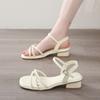 Fashion CRLAYDK Fashion Women's Low Square Open Toe Heeled Sandals Strappy Dressy Ankle Strap Summer Casual Party Rhinestone Shoes