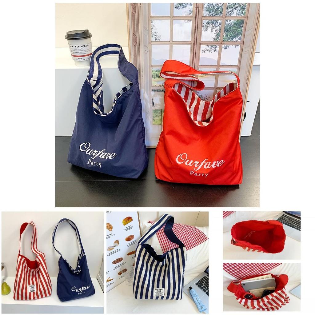 Borsa a Tote in Tela da Donna con Strisce Eleganti e Design Bicolore per l'Uso Quotidiano