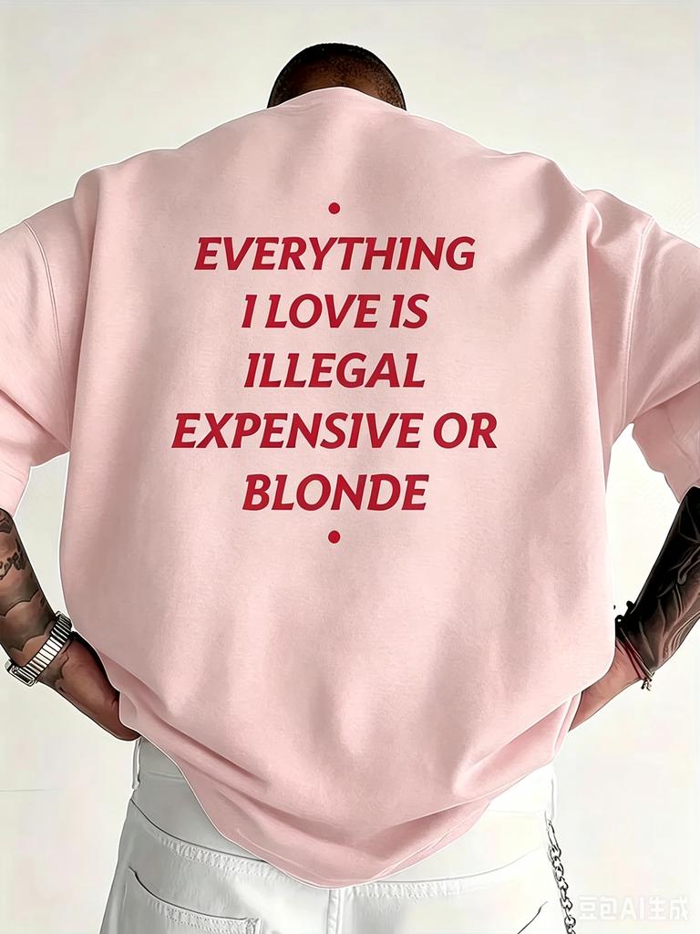 2026 New Funny Everything I Love Is Illegal Unisex Breathable Print Short Sleeve Streetwear Unisexs T Shirt Top