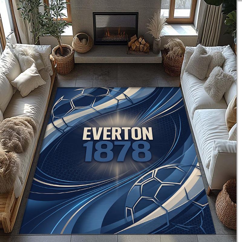 Tappeto in Velluto di Cristallo con Stampa Calcio Everton, Comodo Assorbente d'Acqua Antiscivolo Tappeto per Pavimenti Interni