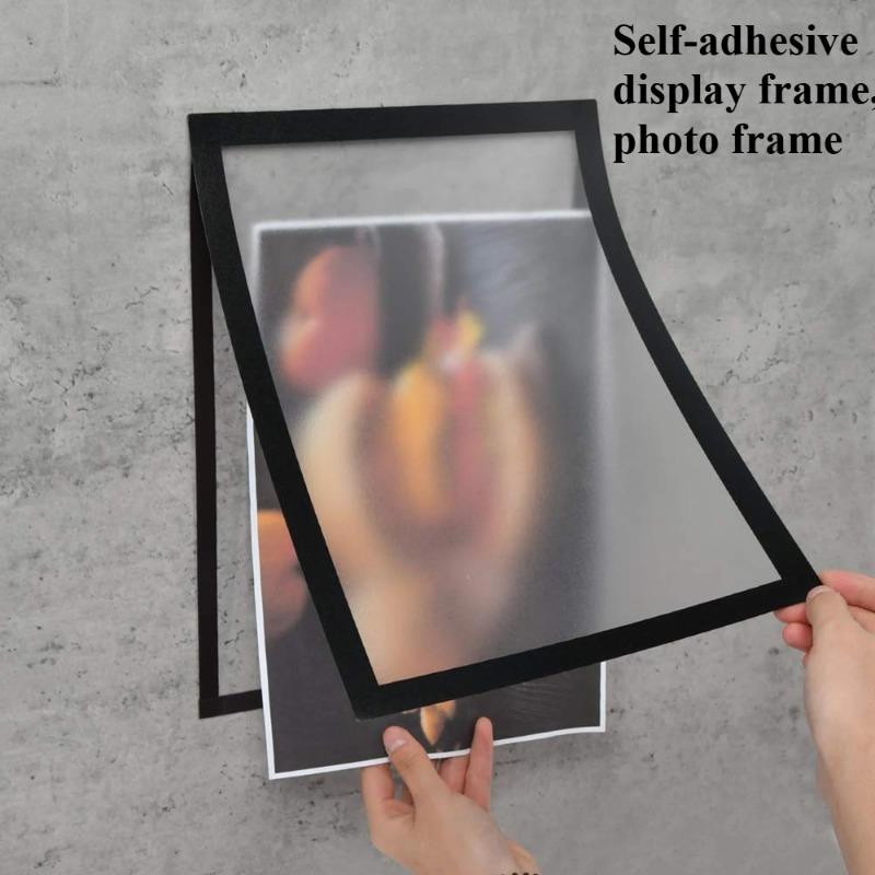 1Pc Modern Magnetic Wall Mounted Photo Frame Self-Adhesive Portable Plastic Display Frame for Photos and Files Vertical Orientation