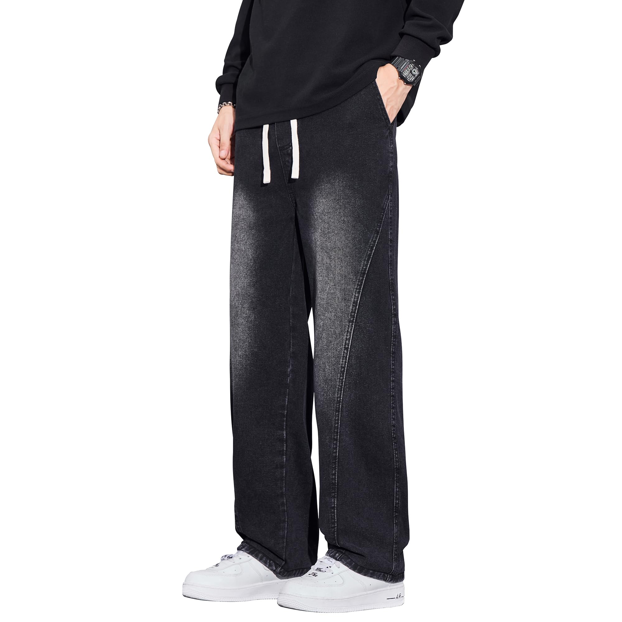 

Easykode Винтажные Выцветшие Потертые Джинсы-Кокон на Резинке, Легкие Повседневные Крутые, Размер 4XL, Мужские Джинсы Широкие от Бедра, Для Фигуры, Брюки, Подчеркивающие Ноги