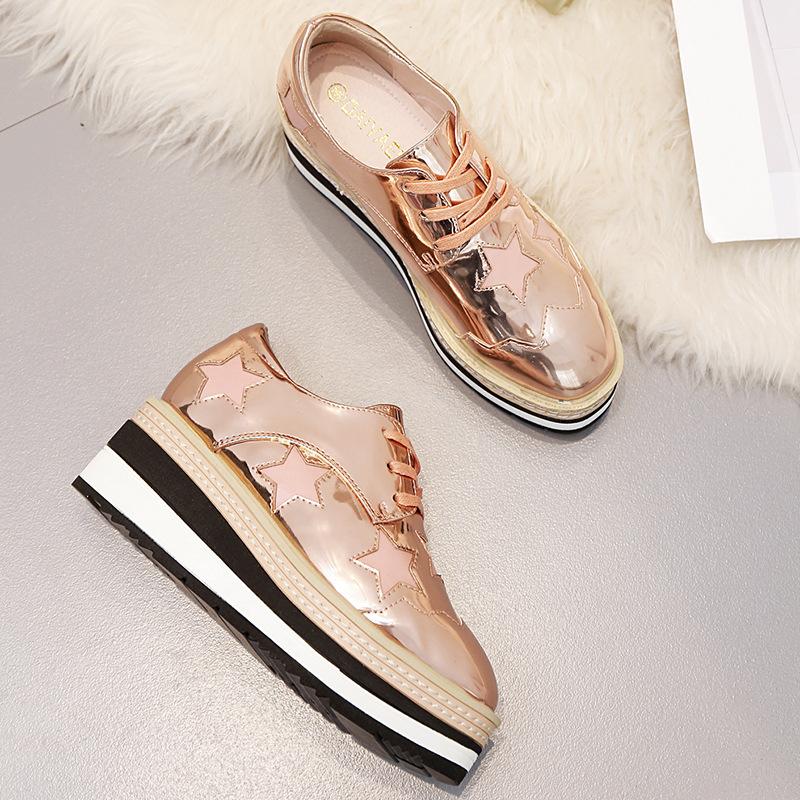 Versatile 2025 Autumn Waterproof Table Lace-up Single Shoes  Shoes Thin Thick-soled Muffin Bottom British College Style HZB-1813