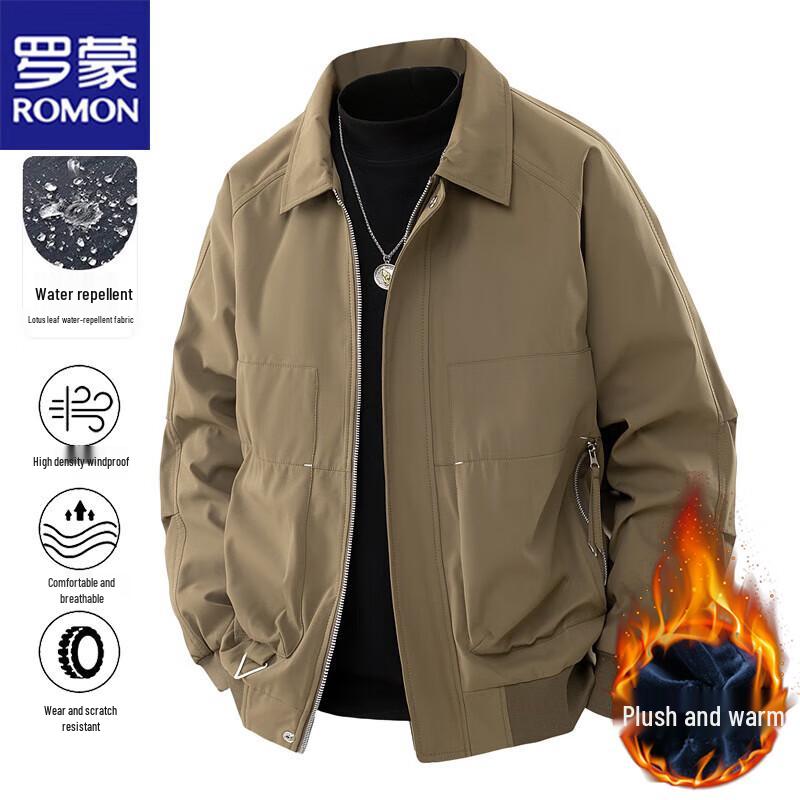 ROMON Men's Casual Turn-down Collar Jacket