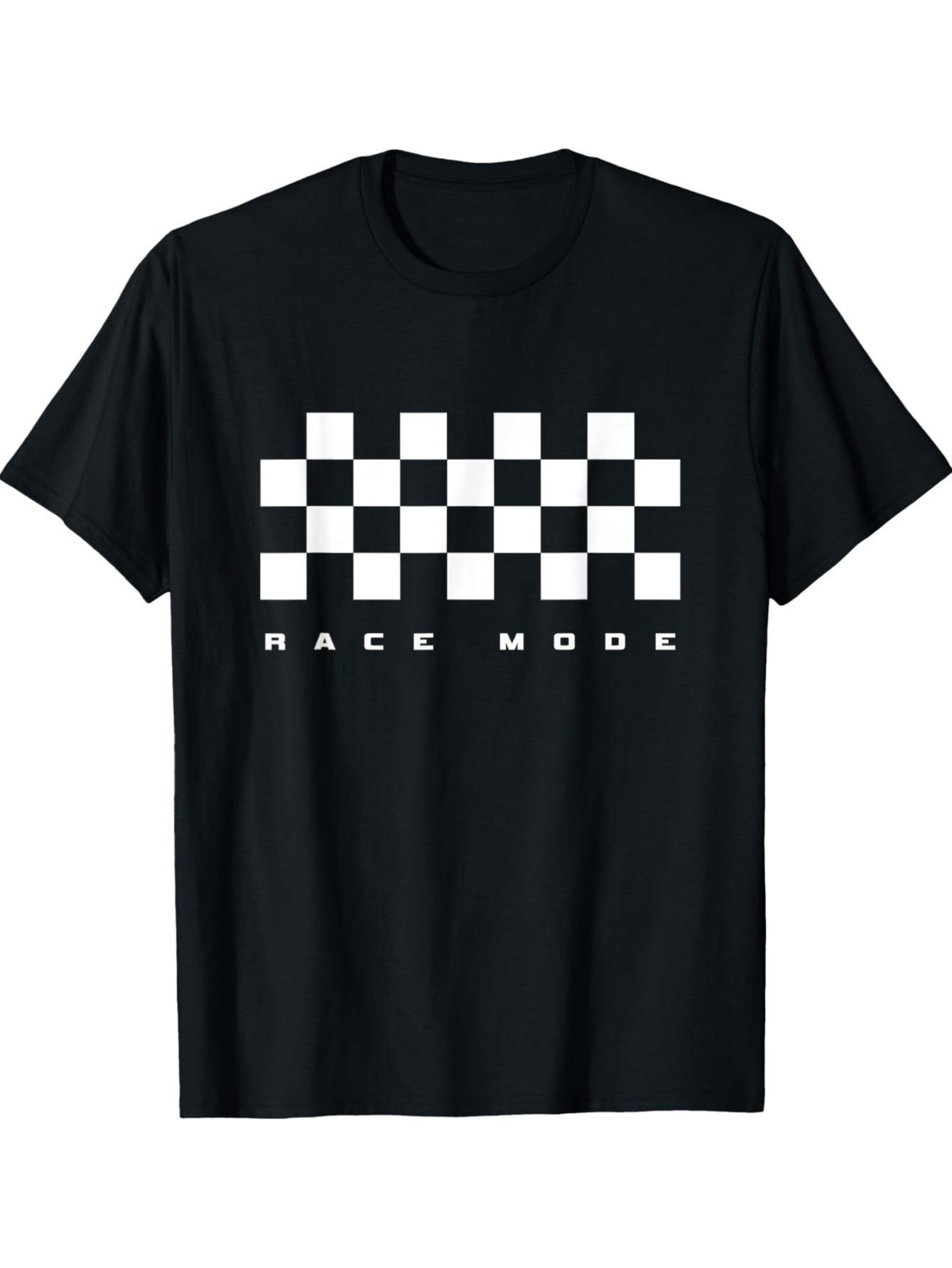 

Race Mode Cotton T-shirt - Casual Geometric Check Design XXXXL