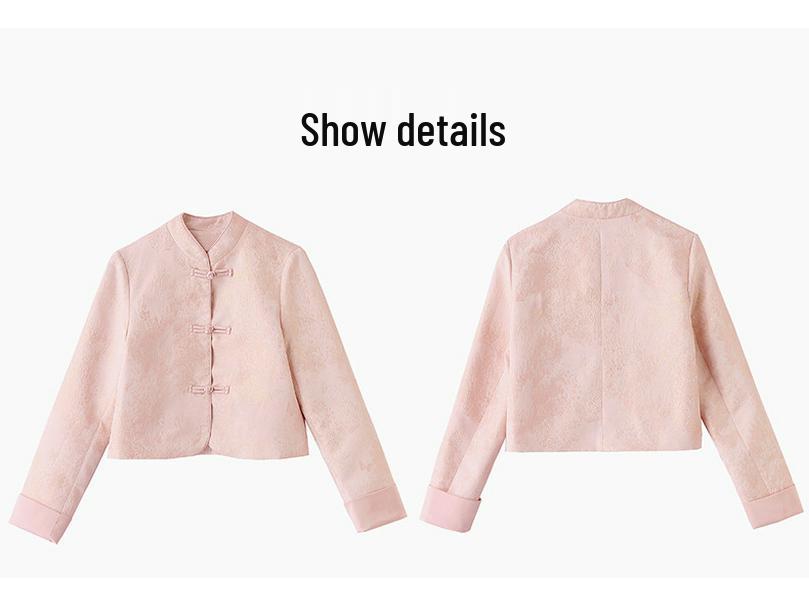2025 Small Mandarin Collar Jacquard Jacket for Women - Spring/Autumn Fashion