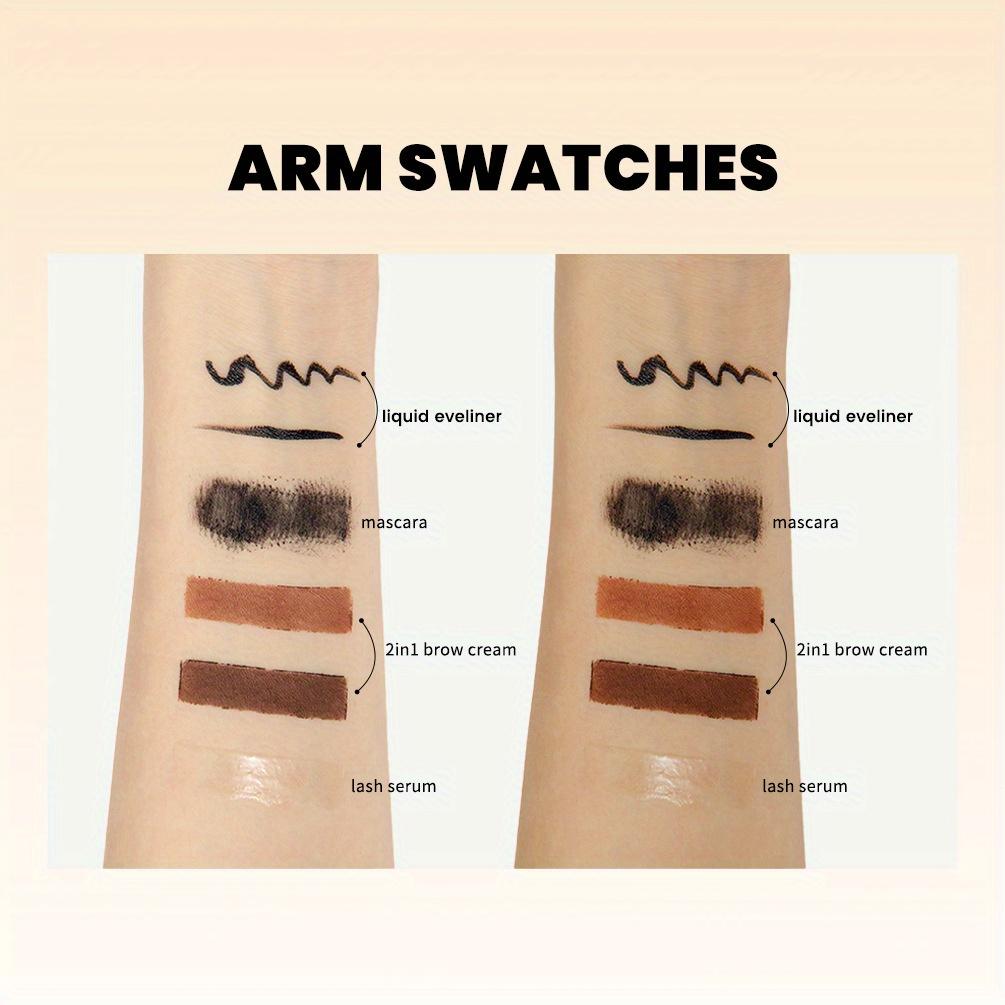 Set di mascara + eyeliner + siero per ciglia + crema per sopracciglia, set per il trucco degli occhi e delle sopracciglia, anti-sudore, non facile da togliere, trucco naturale per gli occhi a lunga durata
