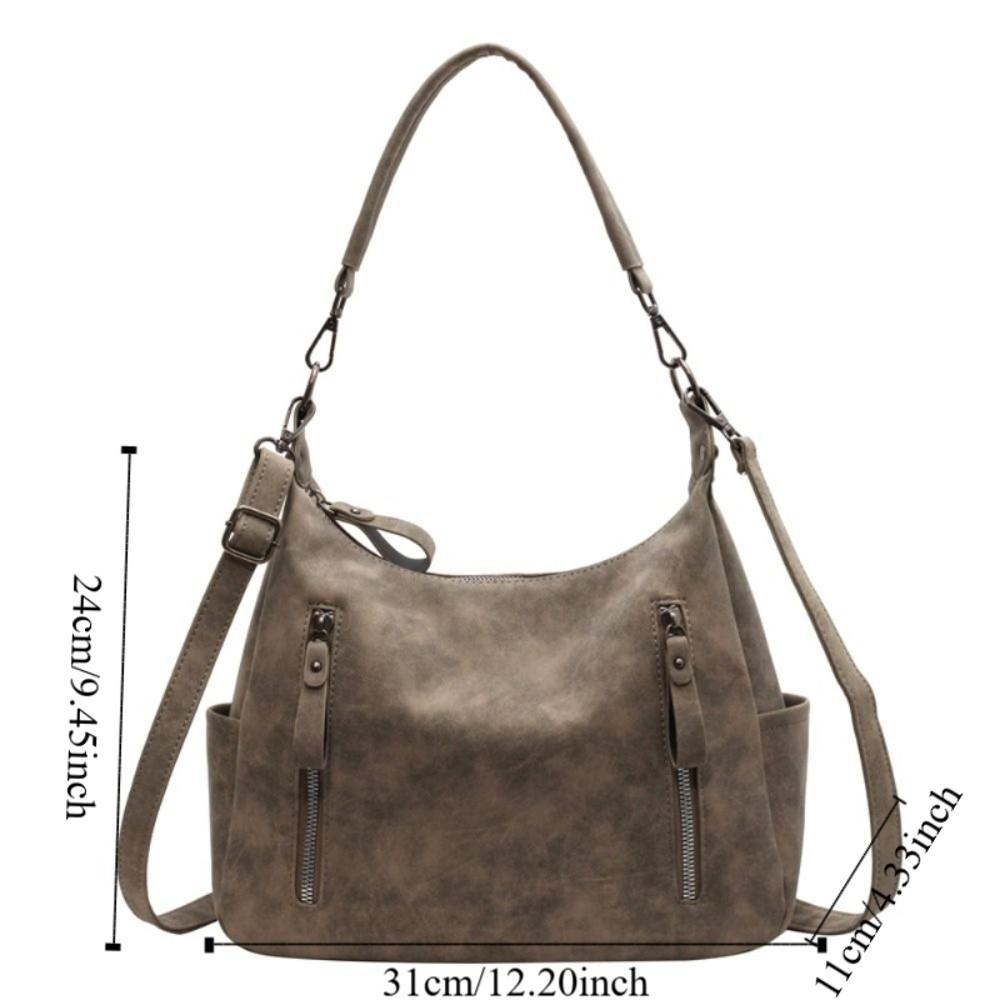 Large Capacity Retro Underarm Bag French Style New Design Tote Bag PU Leather Shoulder Bag  Girls