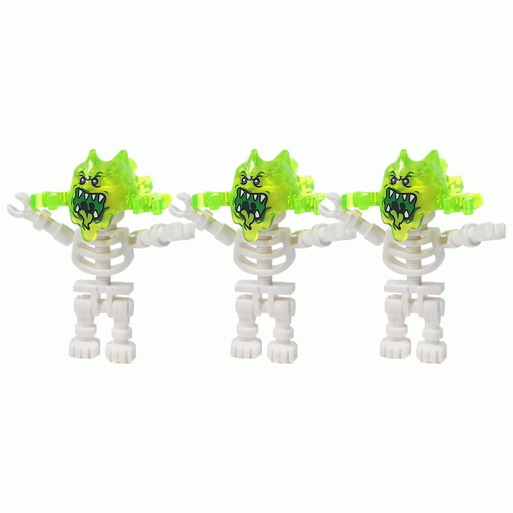 MOC Steine Mittelalter Alchemie Raum Küche Zauberer Trank Bausteine Teufelsquelle Schloss Straßenlaterne Hexen Figuren Szene Schädel