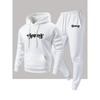 Mens Fashion Casual 2-Piece Set Fleece Graphic Print Hoodie Sweatshirt Pants
