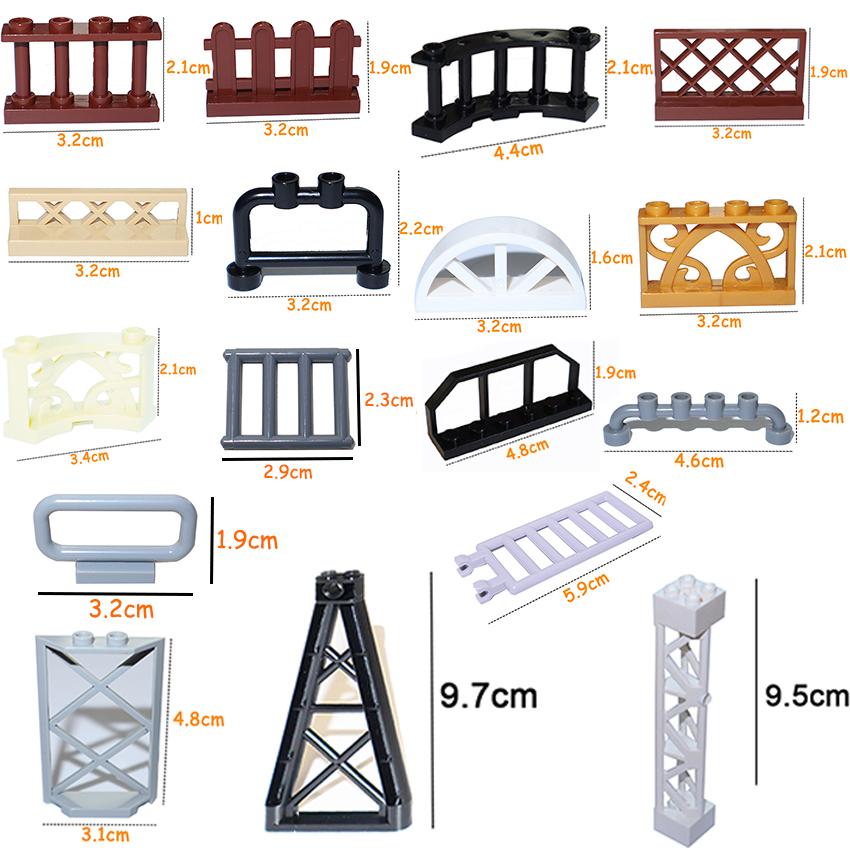 Non-Toxic Fence City Accessories Building Block Moc Part Railing Stair Barrier Ladder Guard Bar Castle Garden Farm Military Assemble Brick