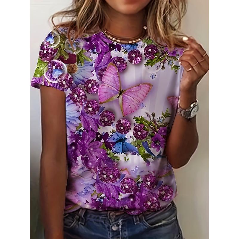 Loose Crew Neck Top Casual Simple Short Sleeve Fashion T-Shirts Women’s