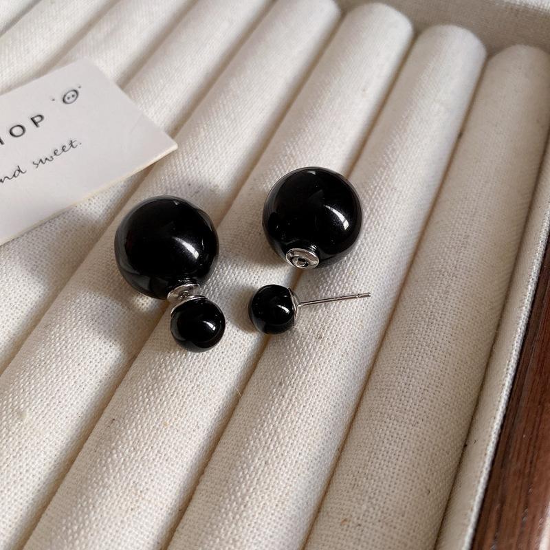 French retro silver needle pearl earrings simple niche exquisite earrings fashion high temperament earrings women