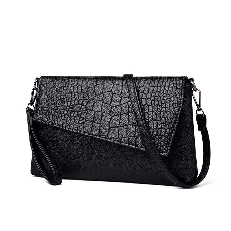New trendy Korean version of women s bags, clutch bags, women s crocodile pattern clutch bags, women s shoulder crossbody small bags чёрный