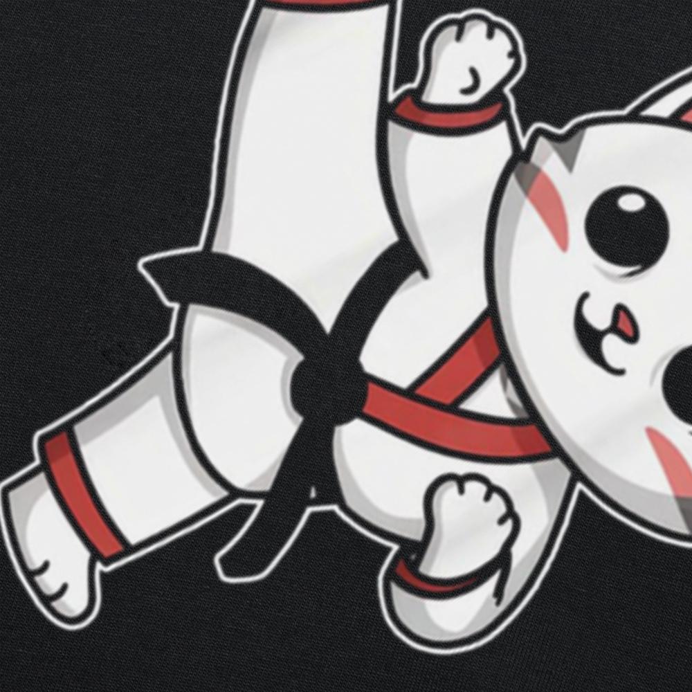 Karate Taekwondo Funny Cat Jiu Jitsu Korean Martial Arts Kick Fighting T Shirt Oversize Printed Casual Tee Casual Short Sleeve