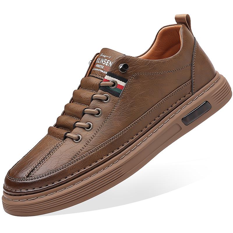 2025 Spring/Autumn Men's Genuine Leather Sneakers - Versatile, Breathable, and Soft Sole Casual Shoes