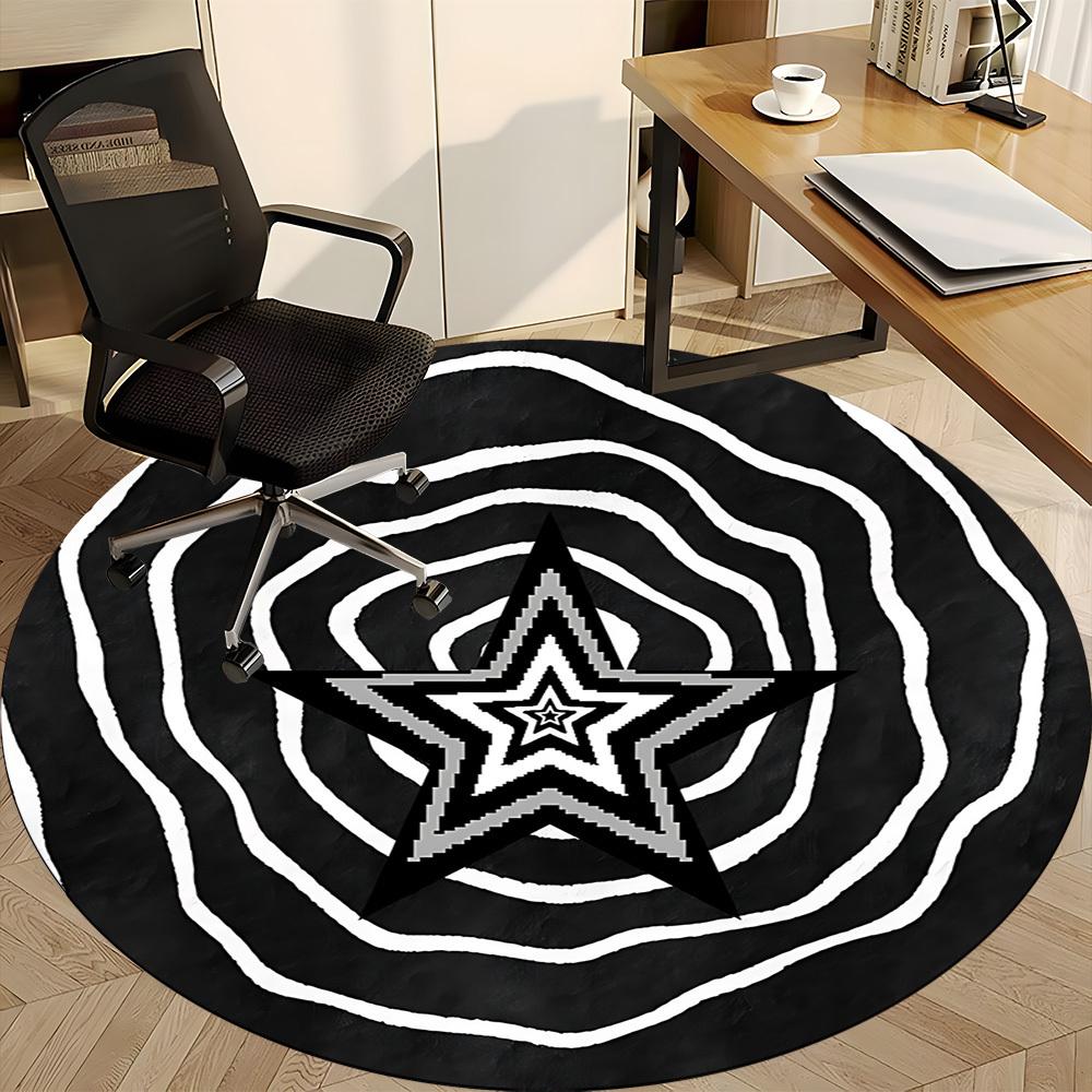 1pc Star Vortex Office Round Area Rug,  Mat Suitable For Office, Under Office Chairs Bedroom Living Room Home Decor, Room Deco