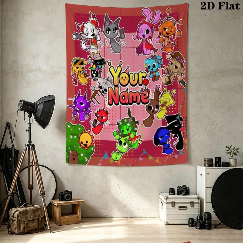 Alien Parade Custom Name Wall Tapestry Aesthetic Wall Hanging Printed Fabric Blanket Decorative Tapestries For Bedroom Room Home Decor