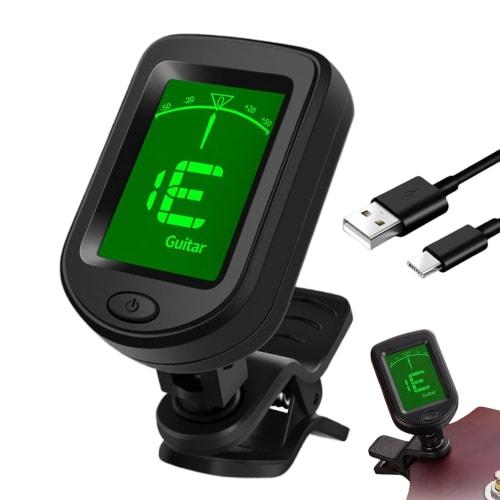 Guitar Tuner Clip-on, Guitar Tuner for Stringed Instruments - Rechargeable Tuner Clip-on Bass - Digital Portable String Instrument Tuning Device for B