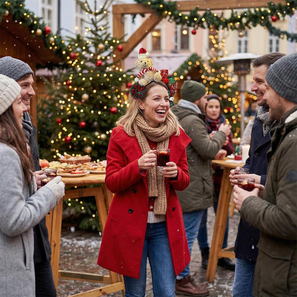 Christmas Headbands For Women Bear Design Hair Hoop Bear Design Girls Christmas Headband For Teens Party Holiday Celebration