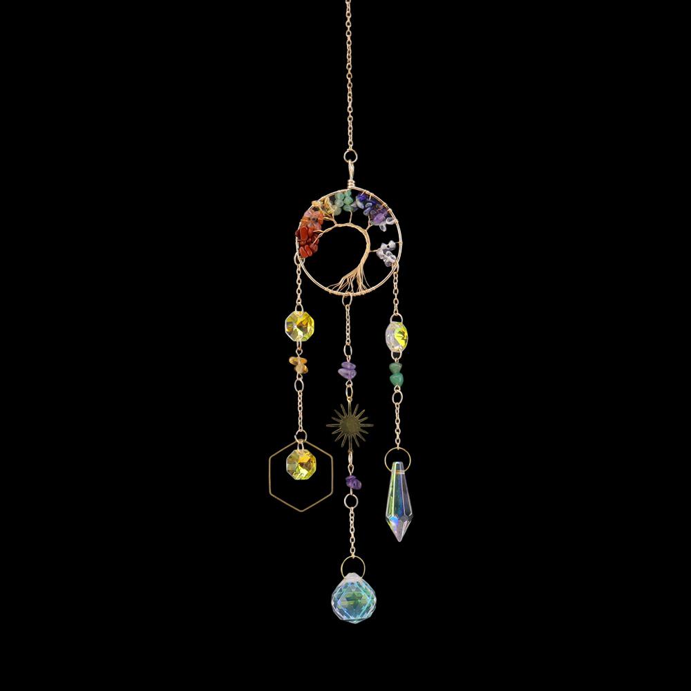 Dreamcatcher Tree of Life Crystal Suncatcher Pendant for Festive Garden Decor T120