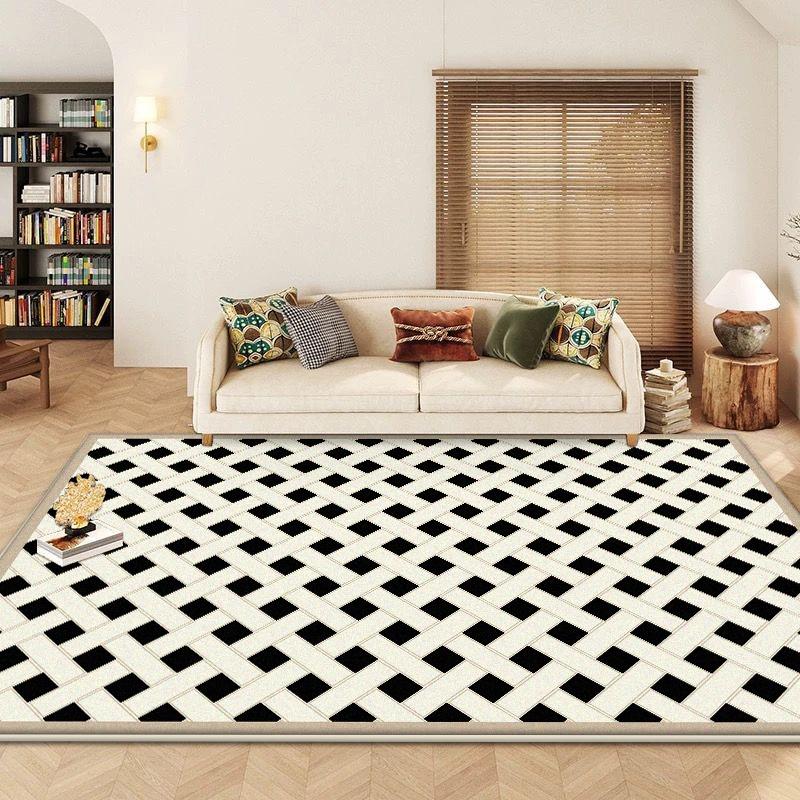 Modern Geometric Abstract Living Room Carpet Foldable Washable Bedroom Bedside Soft Rug Decoration Home Large Area Mats Non-slip