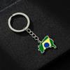 Elegant Brazilian Flag Keychain Versatile Brazil Map Key Holder Durable Titanium Steel Material Brazil Culture Keyrings