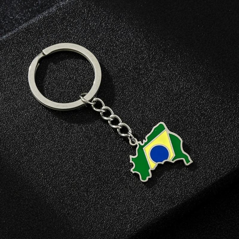 Elegant Brazilian Flag Keychain Versatile Brazil Map Key Holder Durable Titanium Steel Material Brazil Culture Keyrings