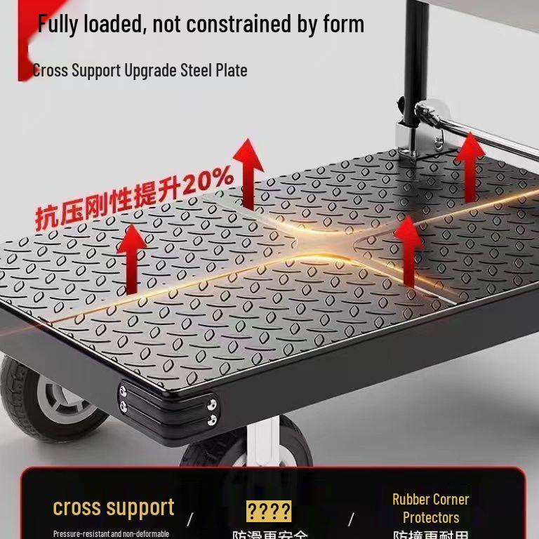 Silent Steel Plate Folding Hand Truck Portable Flatbed Trolley