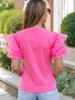 European and American Summer Gauze Ruffle Sleeve Women's Cropped T-Shirt