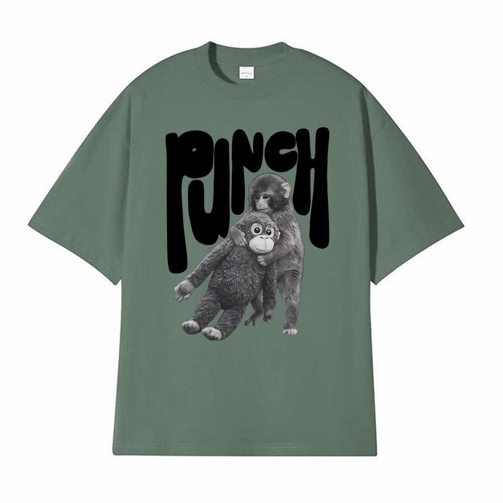 Punch The Monkey Vintage Style Graphic Tshirt Mens Clothing Summer Vintage Fashion T Shirt Tops 100 Cotton Oversized Tshirts