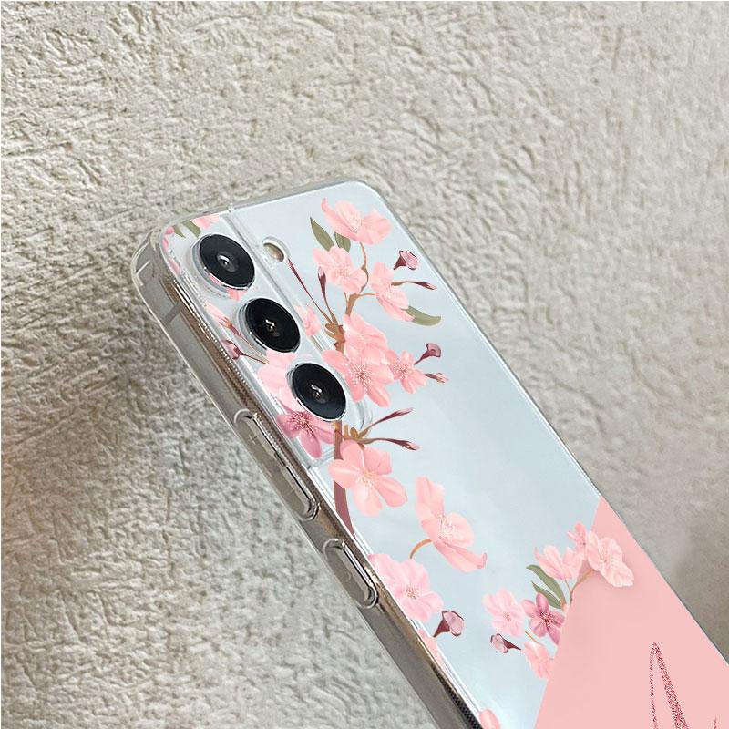 Clear Case For Samsung Galaxy S22 S20 FE S21 Plus S10 Lite S9 S8 S10e Note 20 Ultra 10 9 8 Phone Cover Flower Letter Pink A B C