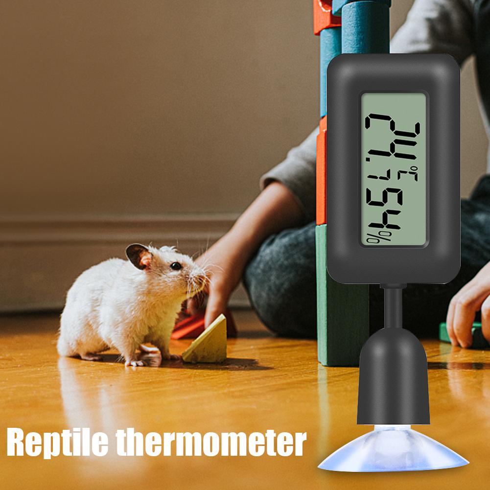 Reptile Thermometer Hygrometer with Suction Cup Digital Temperature Humidity Meter for Terrarium Tank Luminous CR2032 Battery