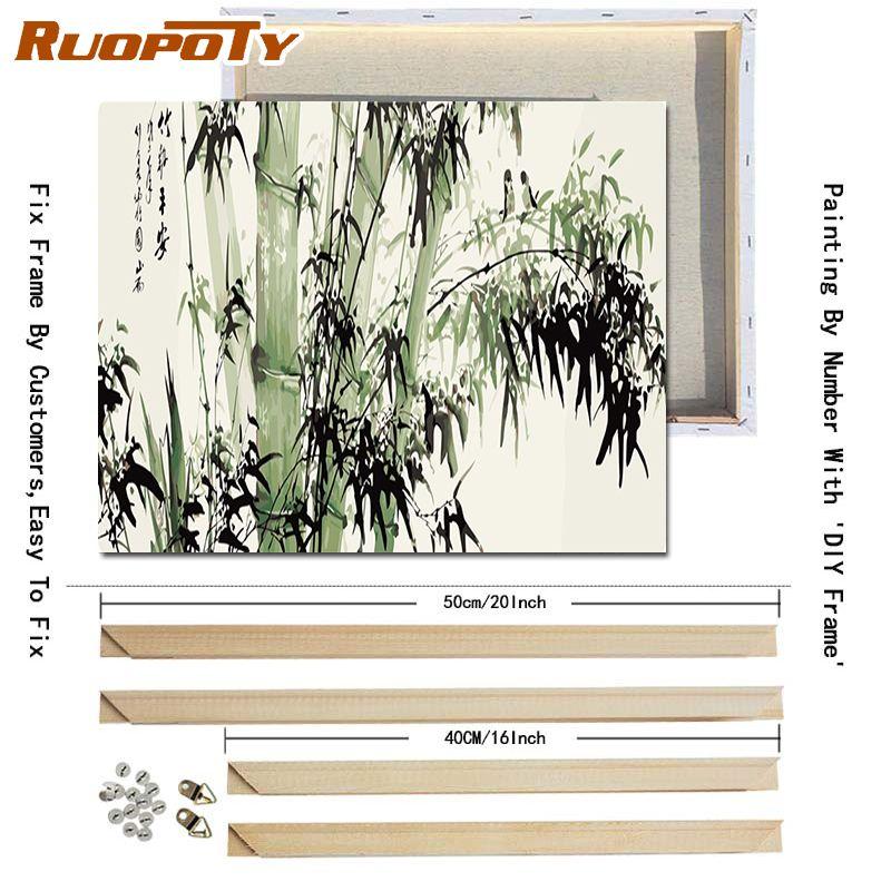 Ruopoty DIY Frame Night Scenery DIY Painting By Numbers Kits Modern Wall Art Picture Handpainted Oil Painting For Living Room Art
