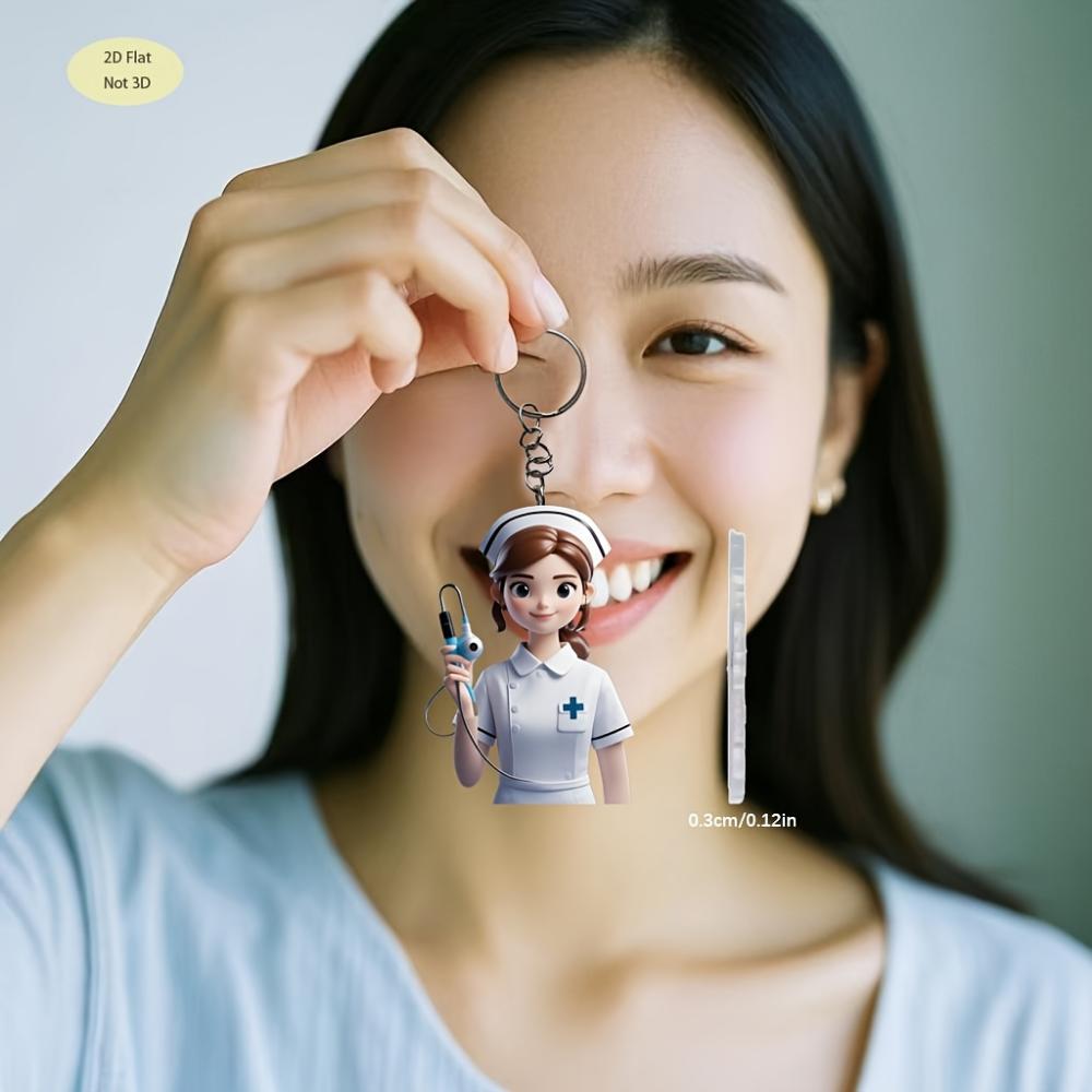 Cute Nurse, 2D Flat Acrylic, Decorative Pendant, Suitable for Keychain, Backpack, Christmas, Halloween
