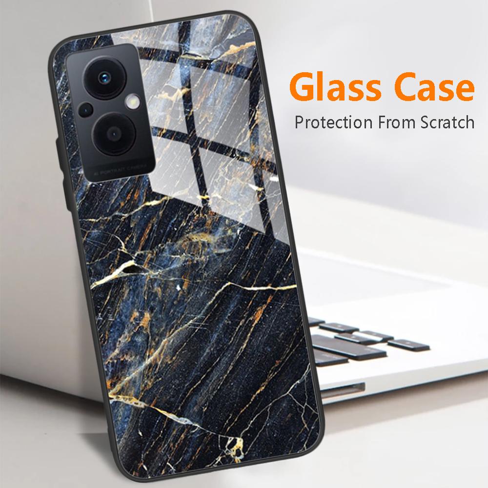Per OPPO Reno 8 Lite 5G Custodia Cover Reno 7Lite Paraurti per Telefono Custodia in Vetro Temperato Per OPPO Reno7 Lite / Reno8 Lite Fundas Capa