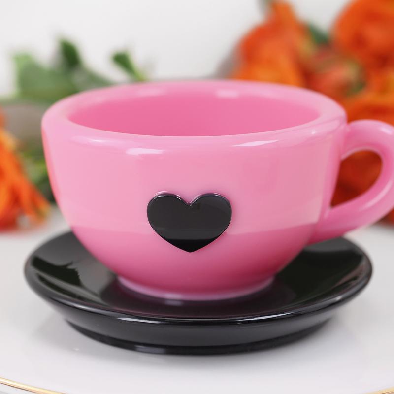Teetassen Tablett Silikonform mit Griff DIY Herz Kaffeetasse Untertasse UV Harz Epoxidform Kerzenbecher Keramikform Handwerk Gießen