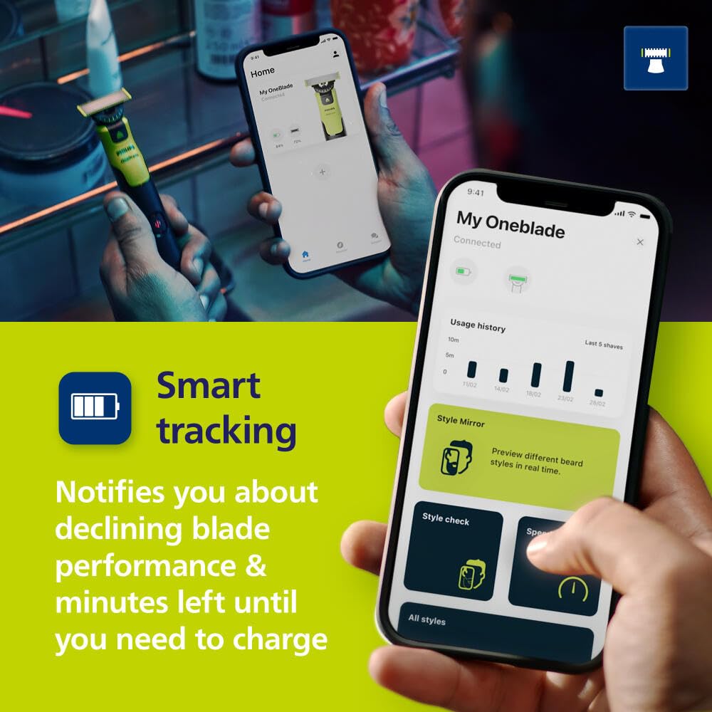 Philips Norelco OneBlade 360 Connected Hybrid Face Body Electric Beard Shaver and Body Groomer Kit with 360 Blade 1x360 and Travel Model + Trimmer,