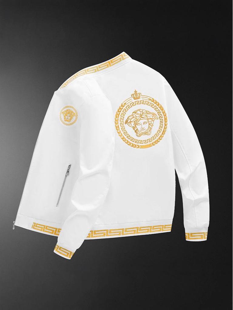 Trendy Men's Embroidered Fashion Jacket - Light Luxury Spring/Autumn Baseball Jacket for Middle-Aged and Young Men
