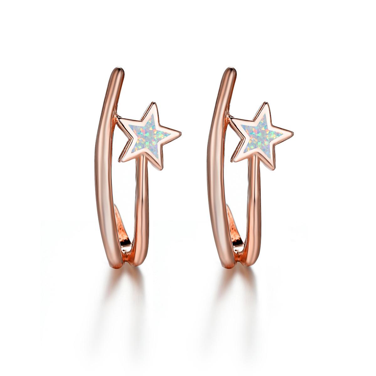 

Новые серьги-звездочки из розового золота и синей эмали для женской моды в Европе и Америке