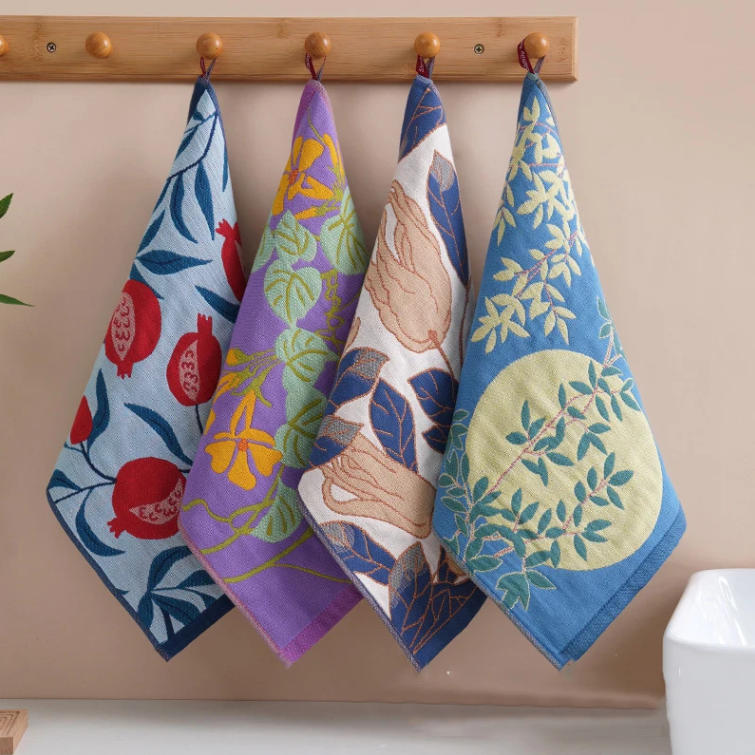 34x40cm Large Hand Towel Kitchen Towel 4Layer Cotton Gauze Pure Cotton Dish Cloth Quick Dry Decorative Tea Towel Home Restaurant