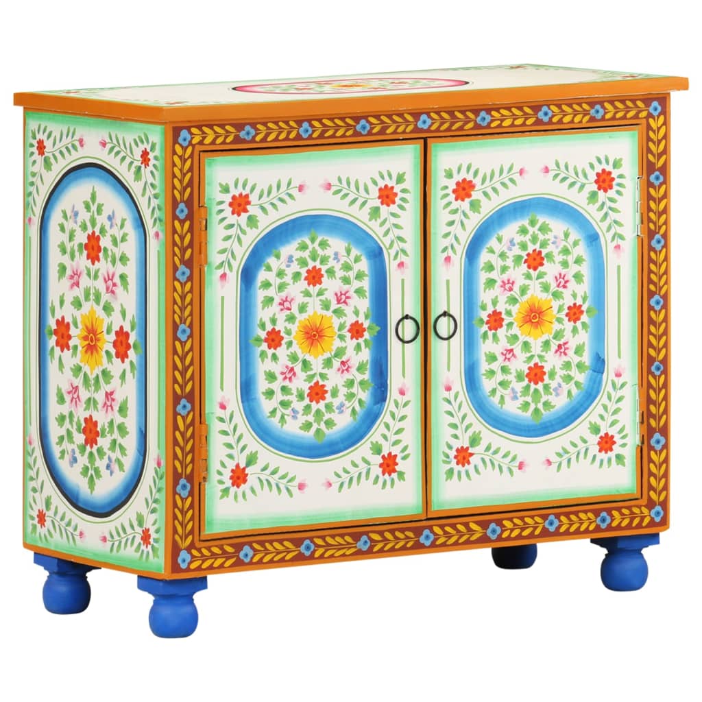 Sideboard Hand Painted 70 X 35 X 60 Cm Solid Mango Wood