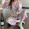 Purple Tulip Ice Silk Pajamas Women'S Summer Sweet And Gentle Can Be Worn Outside Long-Sleeved Loungewear Women'S Two-Piece Set