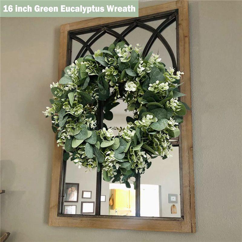ABWR-2X Eucalyptus Wreath Farmhouse Decor, Green Wreath Front Door Farmhouse Artificial Wreath Spring Summer Greenery Wreath