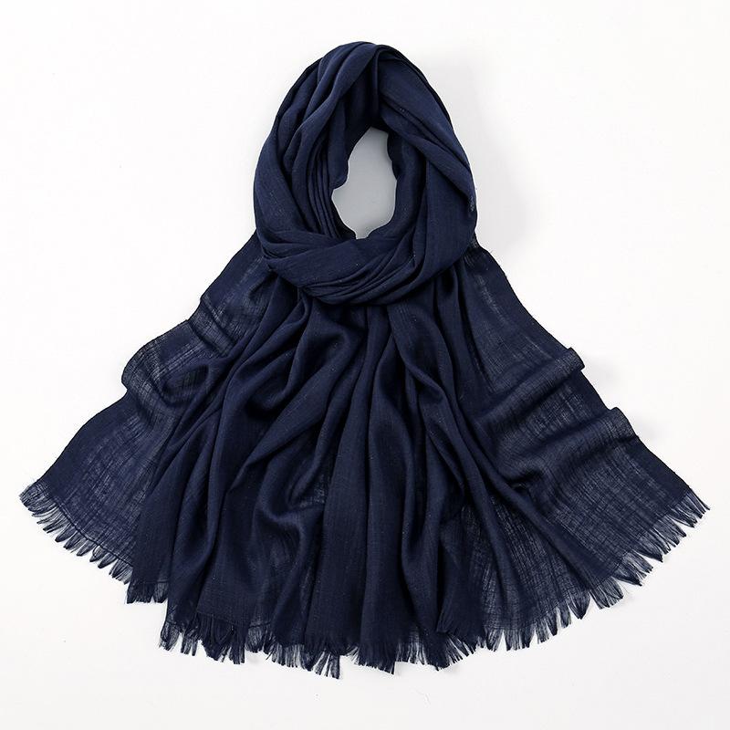 Plain Gold Lurex Glitter Bamboo Fringe Scarf Breathable Soft Thin Shawl Casual Sunscreen Travel Scarves Women Muslim Hijab Sjaal