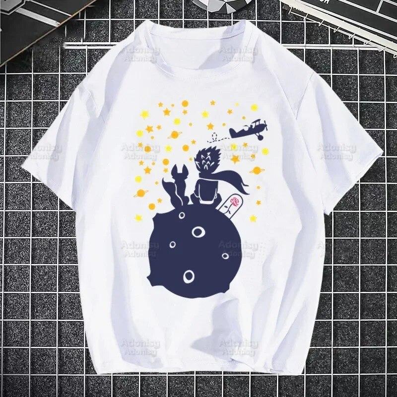 

Маленький принц Земля Космос Y2K Art Harajuku Kawaii футболки Забавные летние женские футболки в стиле хип-хоп унисекс Уличная футболка Ulzzang 4XL