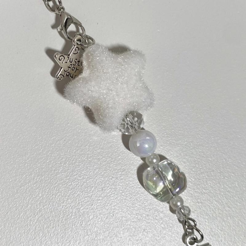 Flocking Snowflake Star Phone Charm Winter Themed Phone Decoration Suitable for Youthful Women and Holiday Enthusiasts