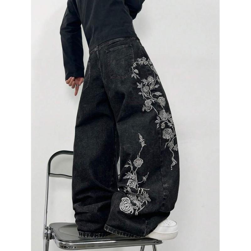 Mens Vintage Loose Fit Wide Leg