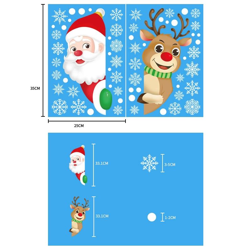 Weihnachtsspiegel-Aufkleber, Weihnachtsmann, Schneemann, Elch, Fensteraufkleber, Schneeflocke, Fensteraufkleber, Frohe Weihnachten, Frohes Neues Jahr 2025
