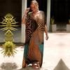 EDOLYNSA Multicolored Kaftan Bohemian Printed V-neck Batwing Sleeve Maxi Dress Women Beachwear Half Sleeve Maxi Dress Robe Q1342